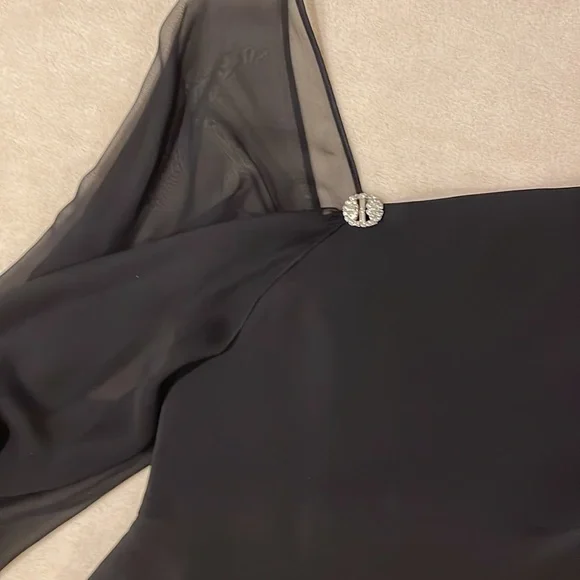 MELINDA ENG COUTURE BLACK 100% SILK GOWN size 10 - Picture 3 of 10